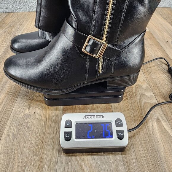 Shoe Dazzle Balmani Women's Size‎ 10 Black Faux Leather Zip Up Riding Boots - Picture 7 of 7